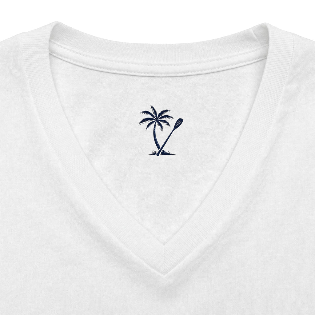 Women's V-Neck Tee — Marco Island Palm & Paddle Graphic