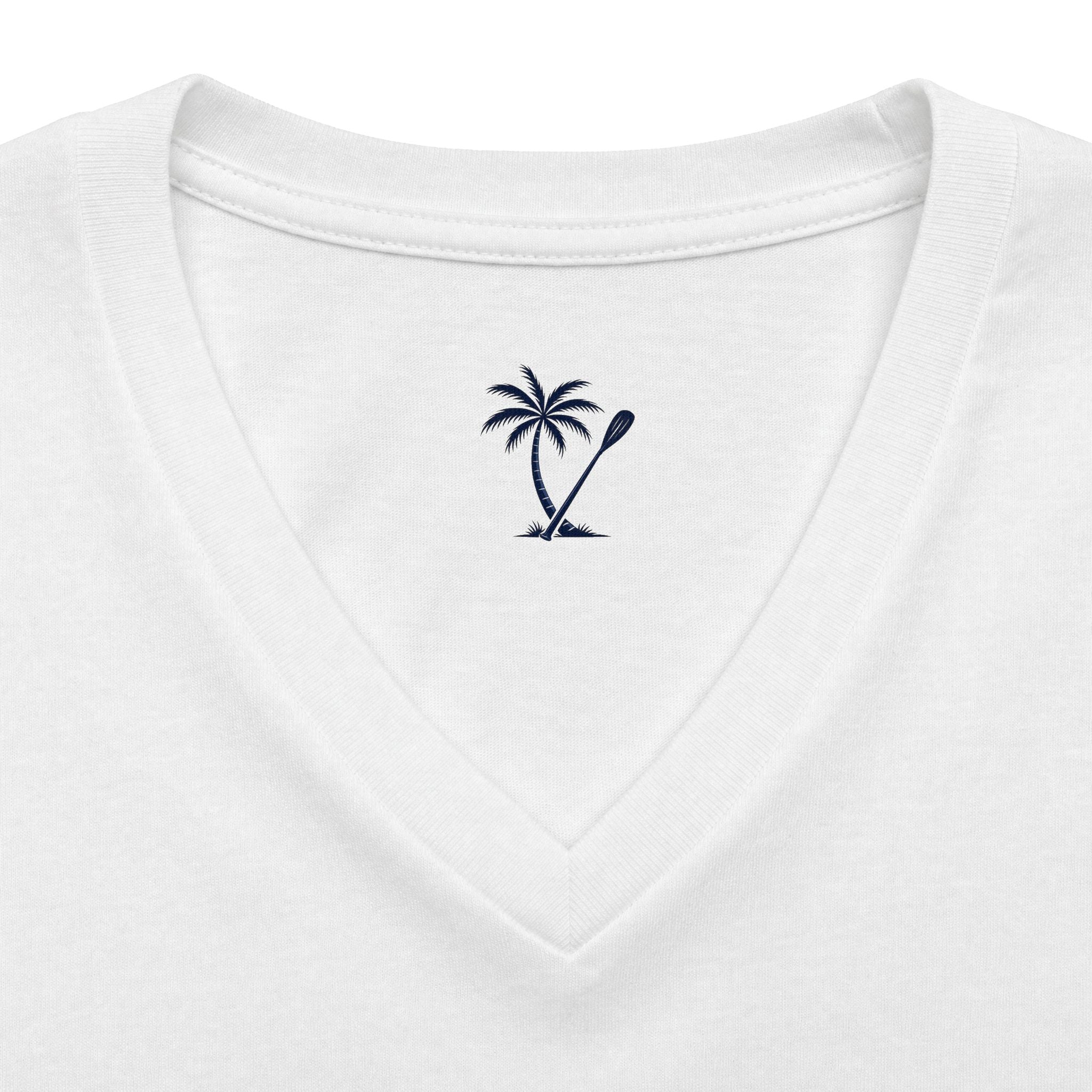 Women's V-Neck Tee — Marco Island Palm & Paddle Graphic