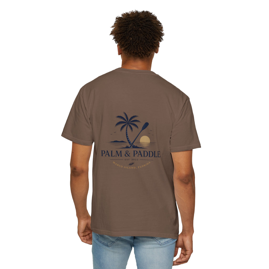 Palm & Paddle logo T-Shirt | Palm tree paddleboard beach design