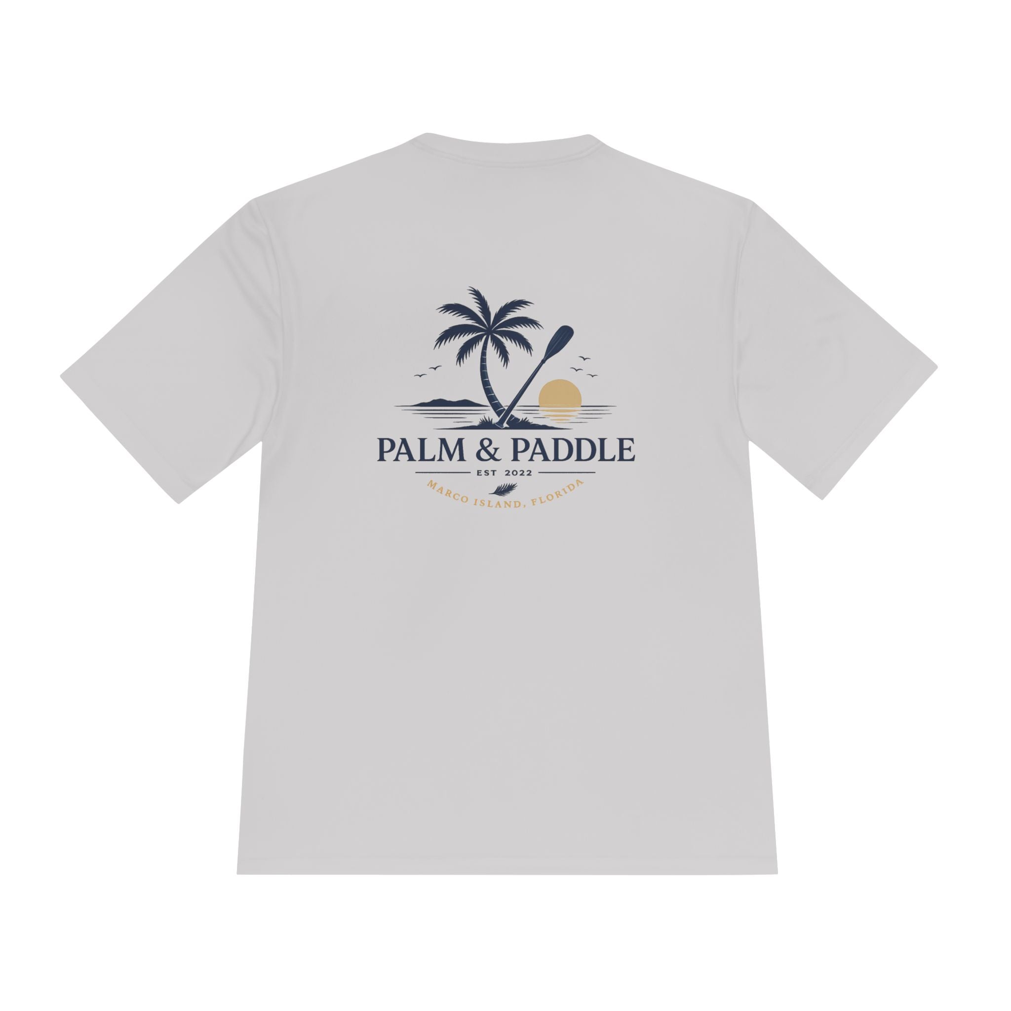 Palm & Paddle Performance Tee — Beach Paddleboard Shirt