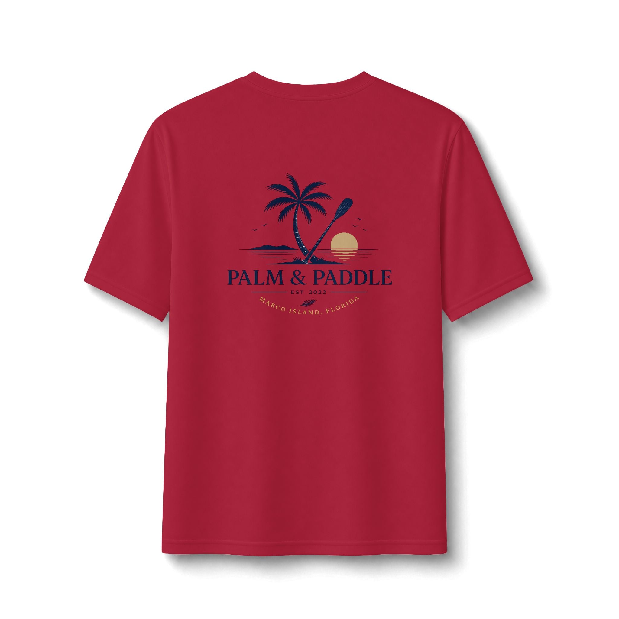 Palm & Paddle Performance Tee — Beach Paddleboard Shirt