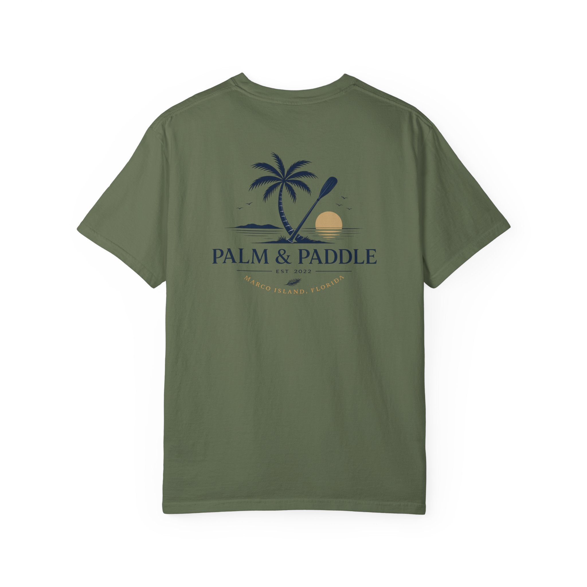 Palm & Paddle logo T-Shirt | Palm tree paddle beach design