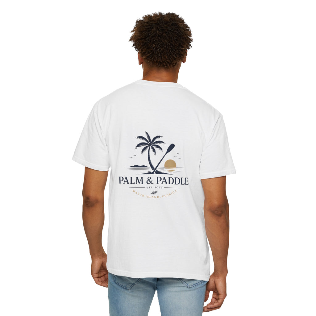 Palm & Paddle logo T-Shirt | Palm tree paddleboard beach design