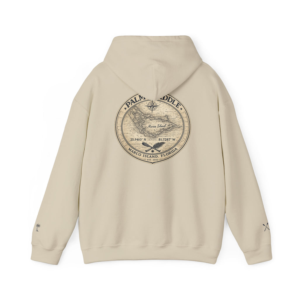 Hoodie — Vintage Palm Paddle Marco Island Map Logo