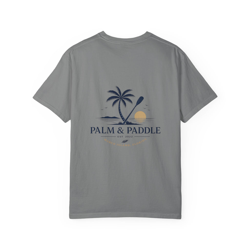Palm & Paddle logo T-Shirt | Palm tree paddleboard beach design