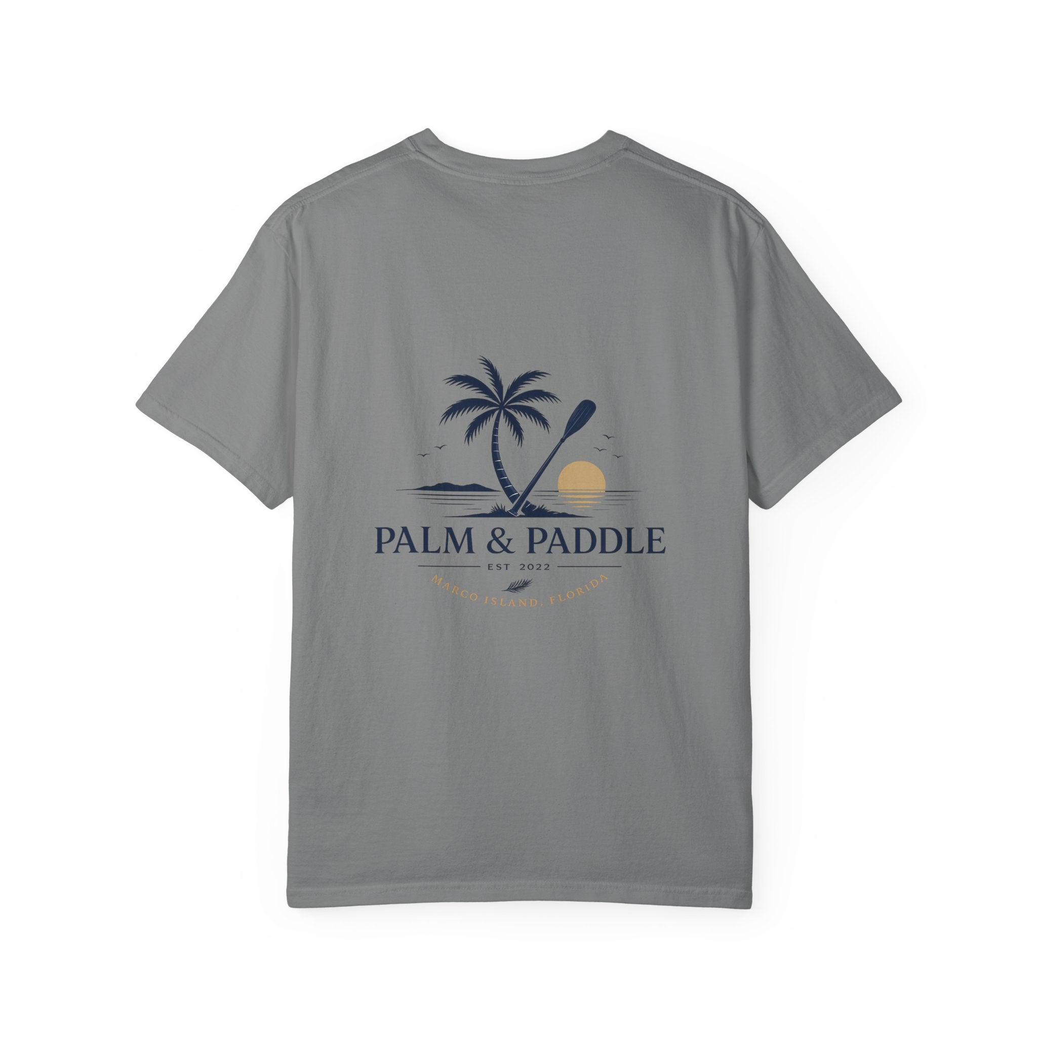 Palm & Paddle logo T-Shirt | Palm tree paddleboard beach design