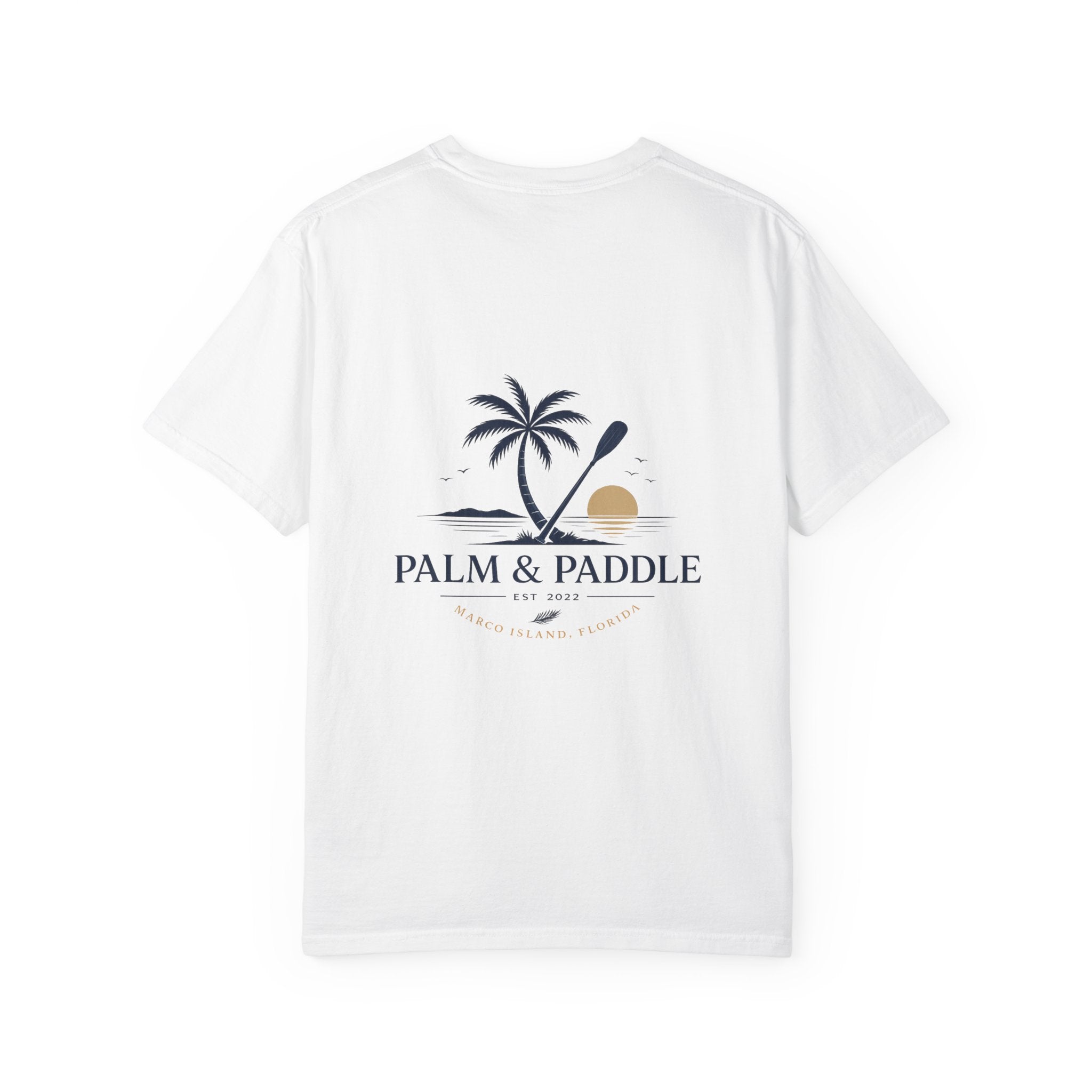 Palm & Paddle logo T-Shirt | Palm tree paddleboard beach design