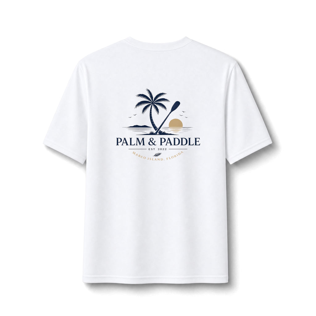 Palm & Paddle Performance Tee — Beach Paddleboard Shirt