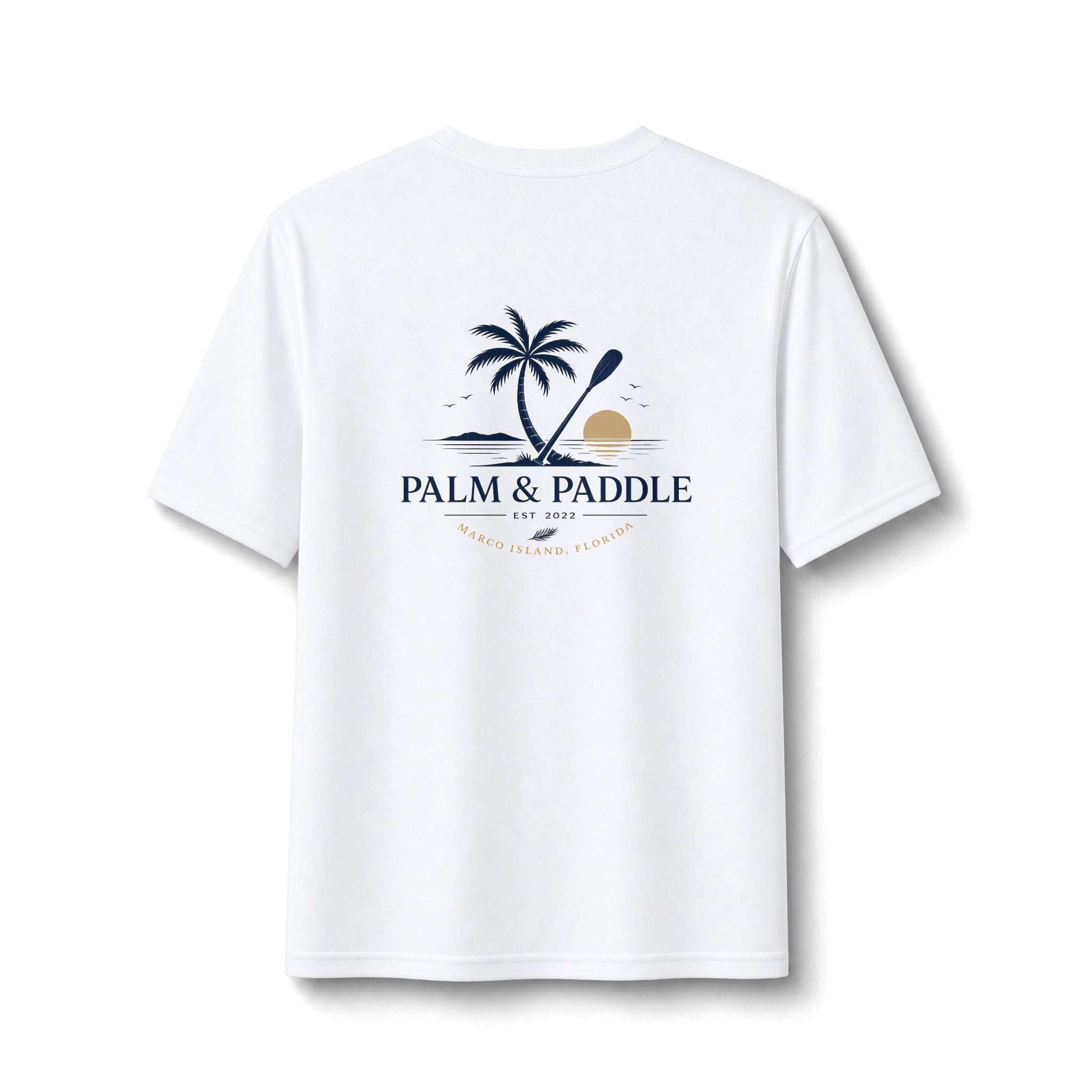 Palm & Paddle Performance Tee — Beach Paddleboard Shirt