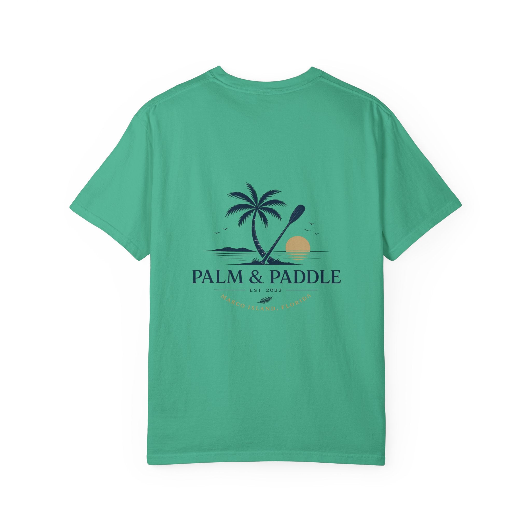 Palm & Paddle logo T-Shirt | Palm tree paddleboard beach design