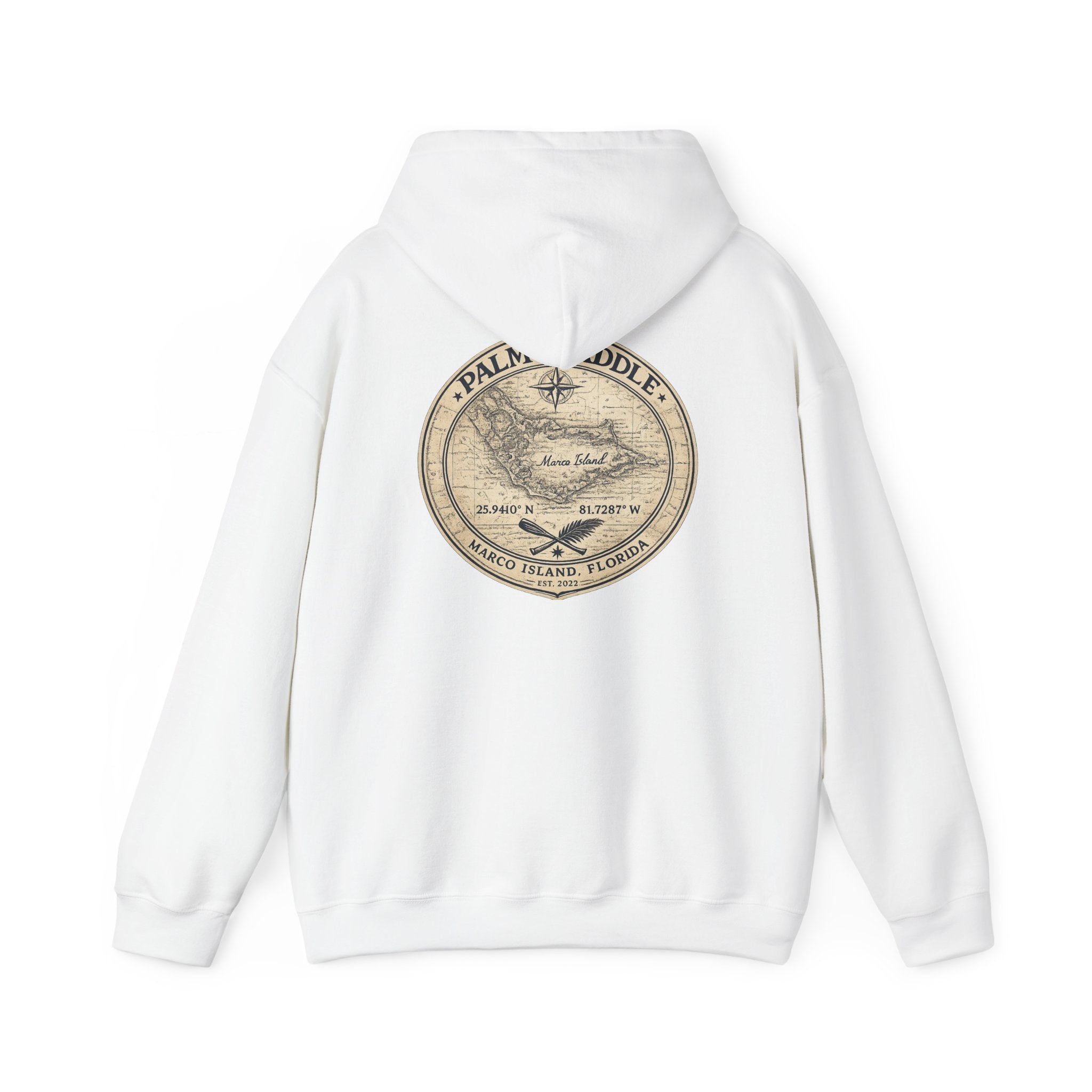 Hoodie — Vintage Palm Paddle Marco Island Map Logo