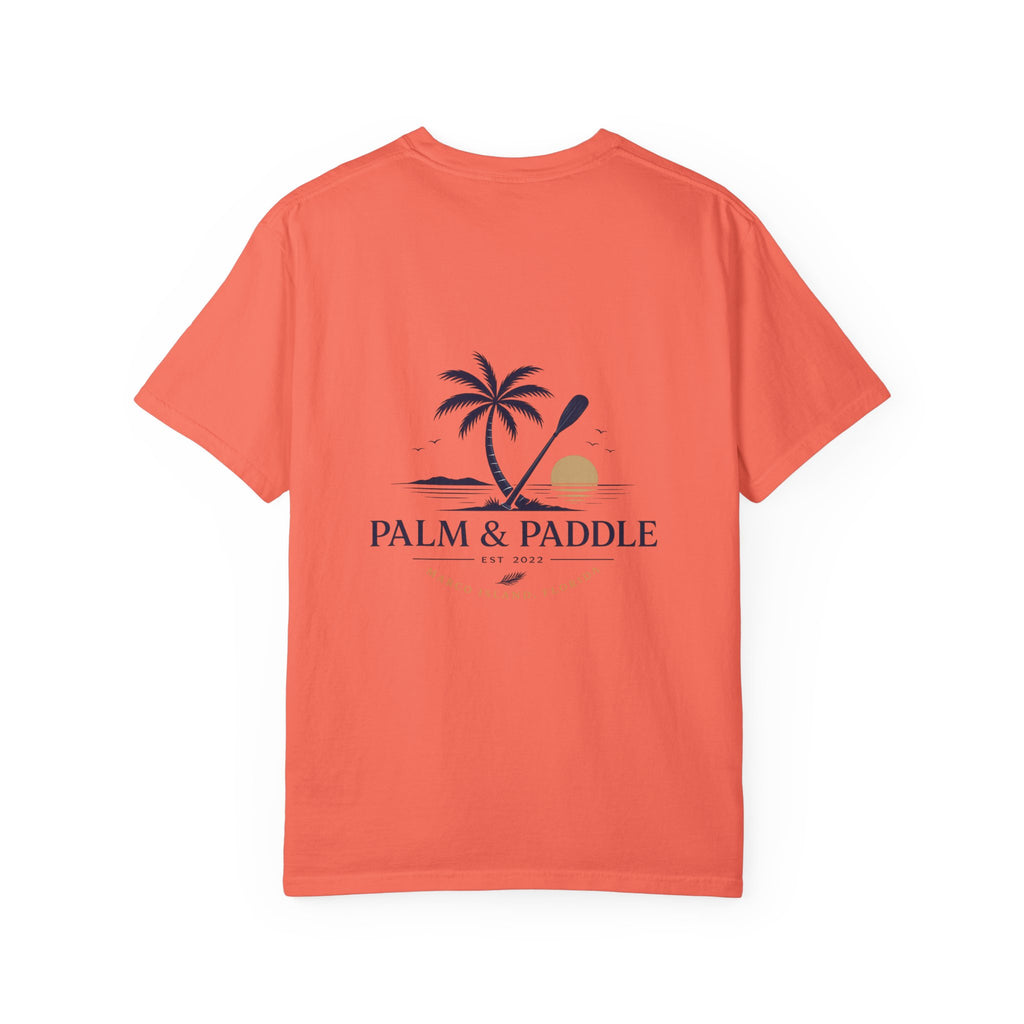Palm & Paddle logo T-Shirt | Palm tree paddleboard beach design
