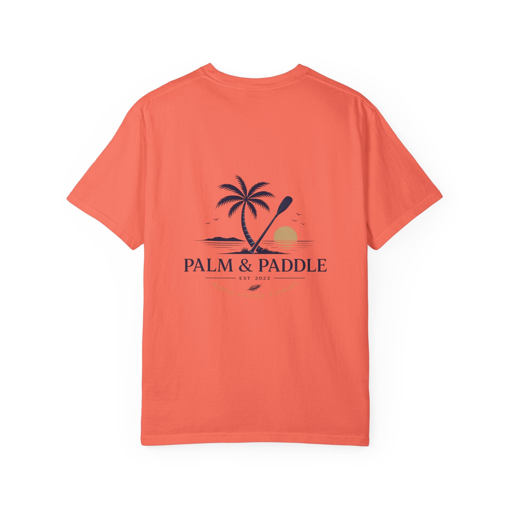 Palm & Paddle logo T-Shirt | Palm tree paddleboard beach design