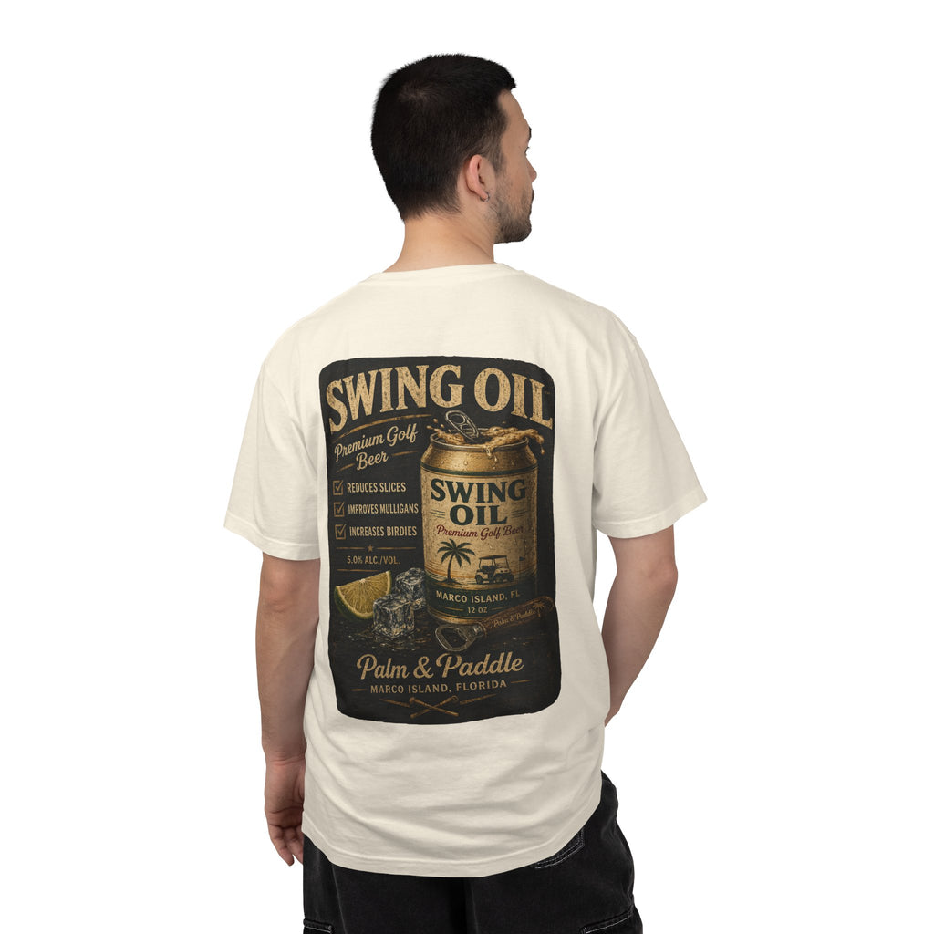Swing Oil Vintage Graphic T-Shirt — Palm & Paddle Retro Beach Beer Design