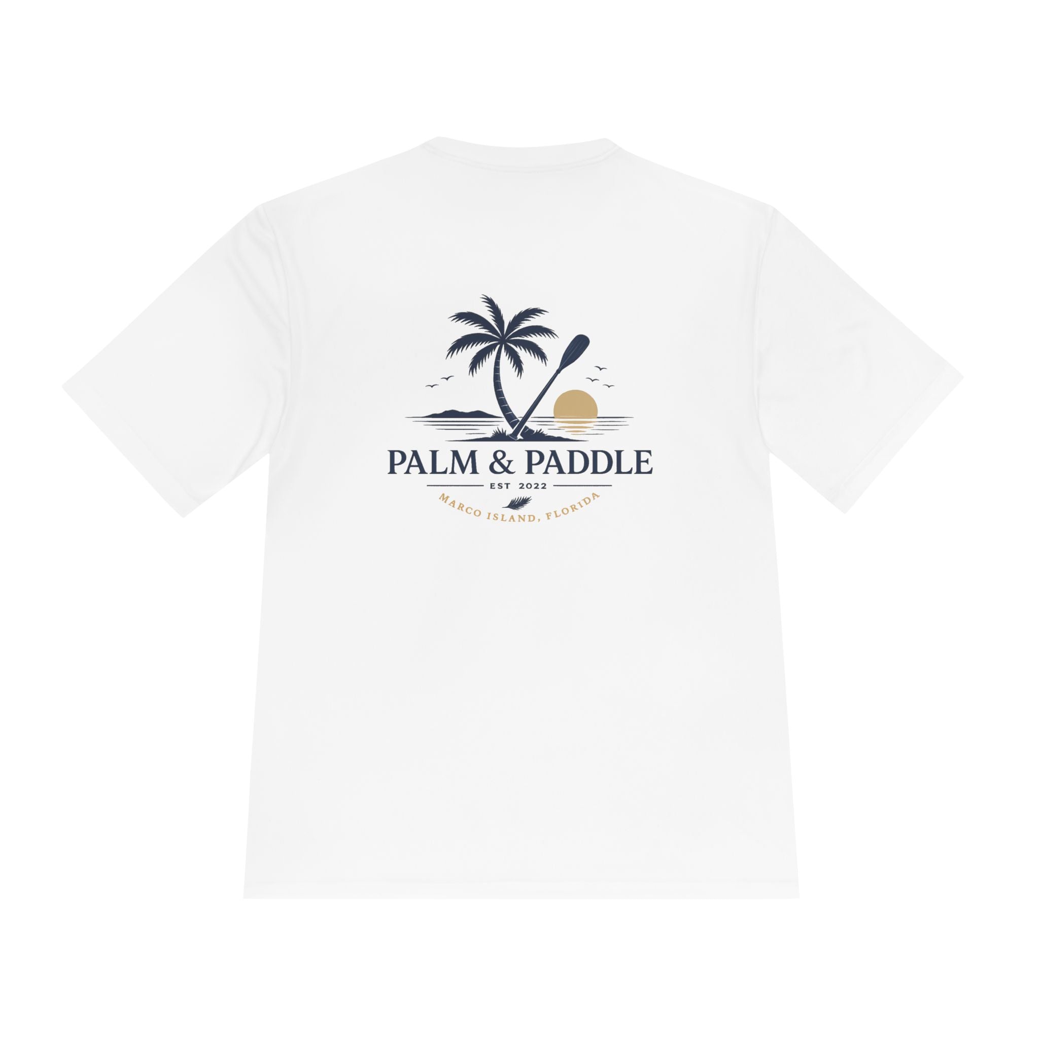 Palm & Paddle Performance Tee — Beach Paddleboard Shirt