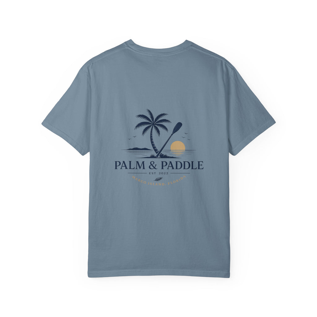 Palm & Paddle logo T-Shirt | Palm tree paddleboard beach design