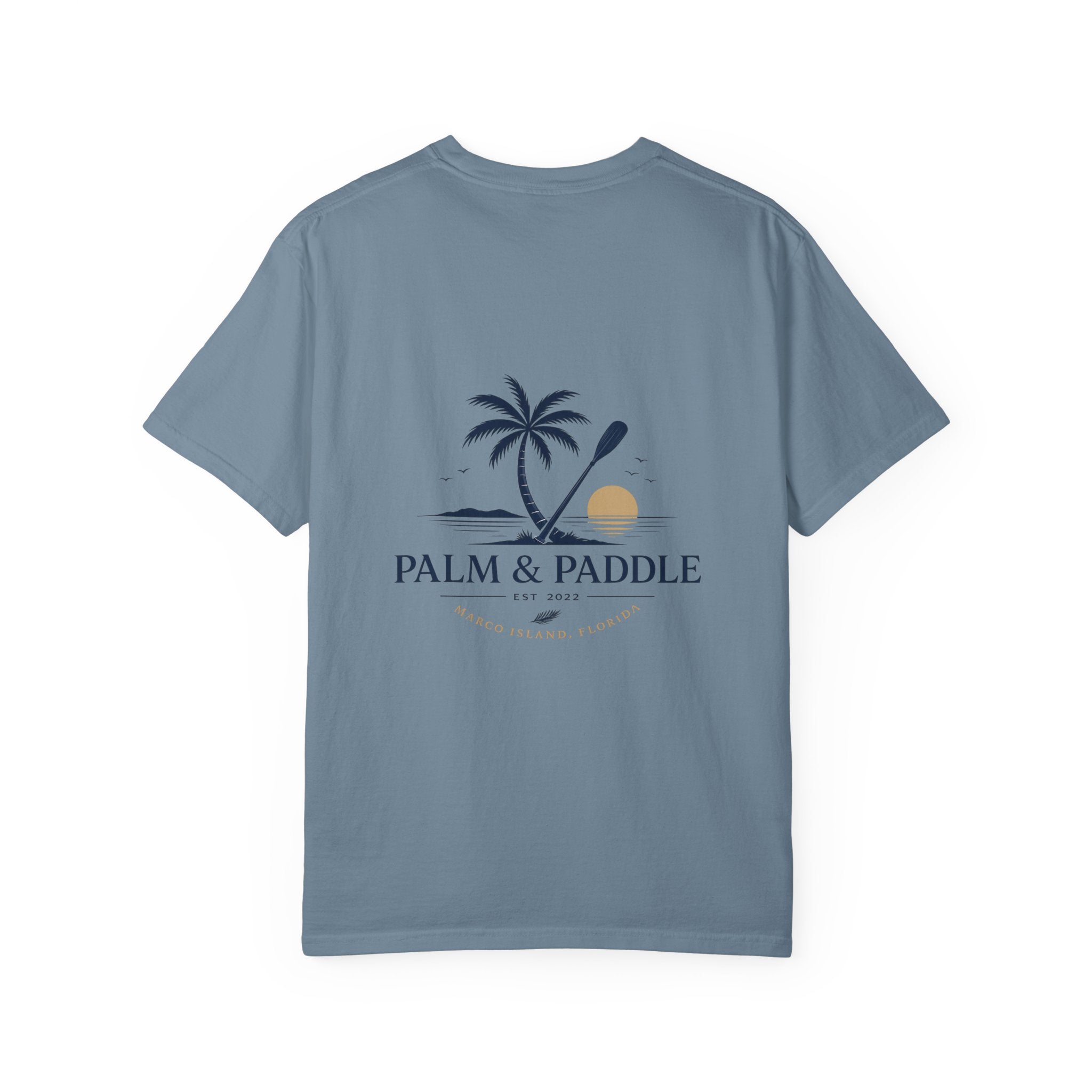 Palm & Paddle logo T-Shirt | Palm tree paddleboard beach design