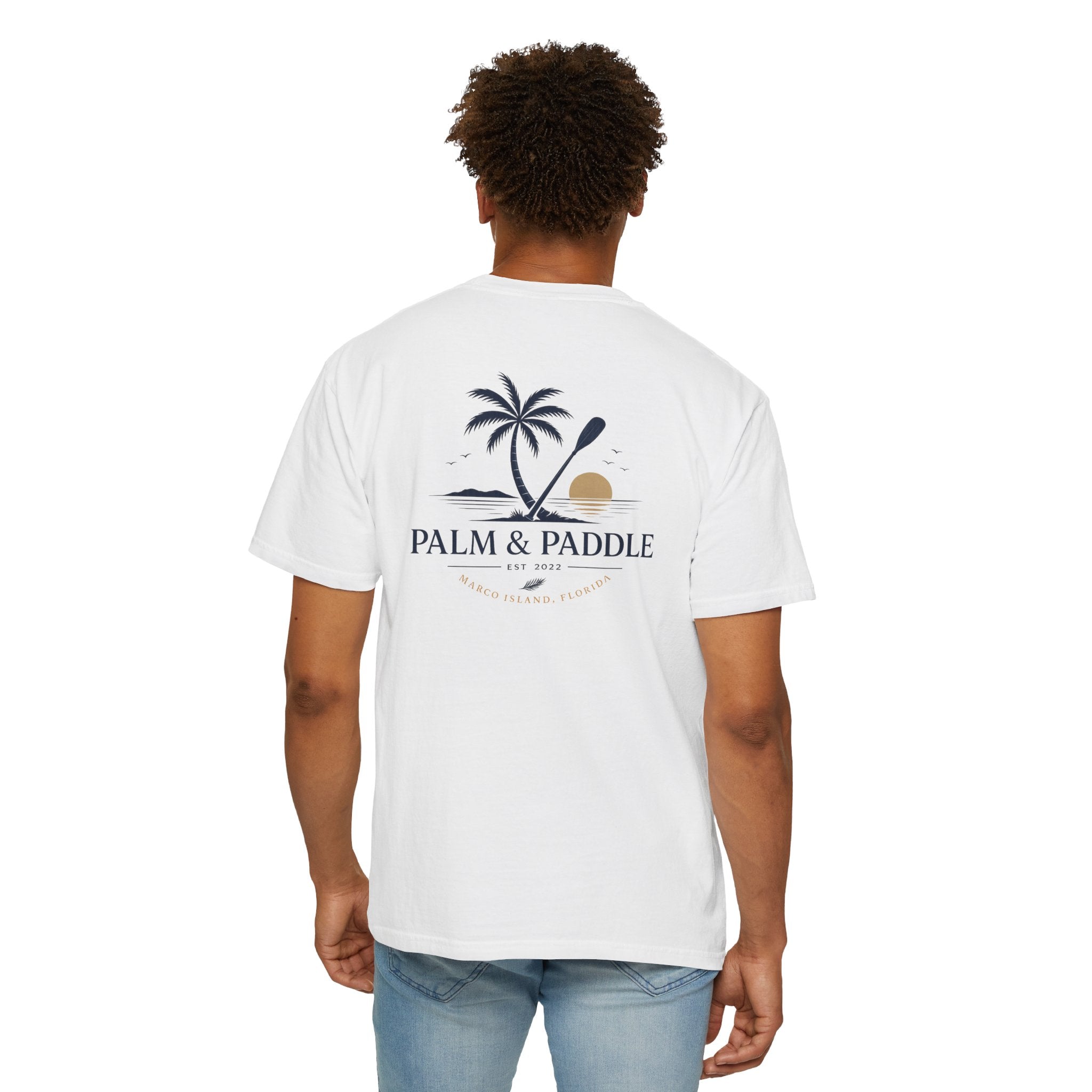 Palm & Paddle logo T-Shirt | Palm tree paddle beach design