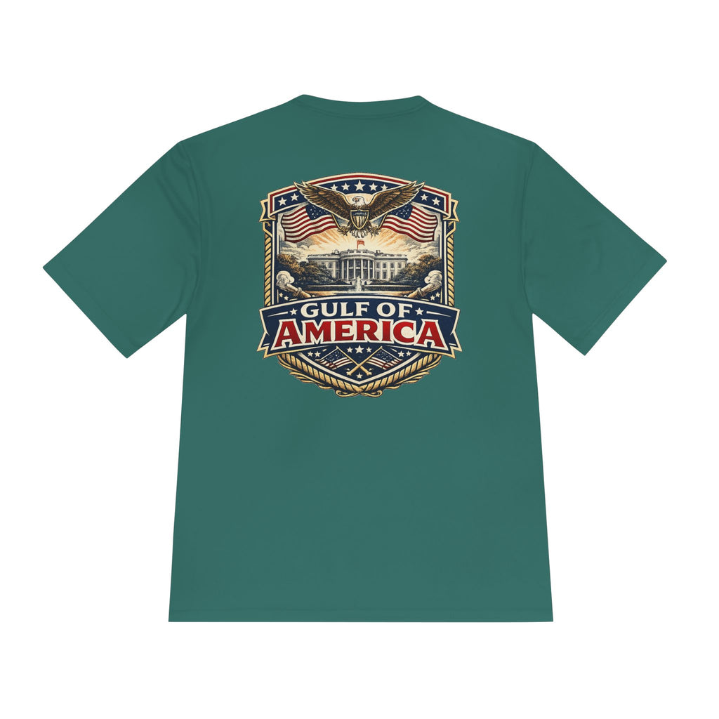 Gulf of America Graphic Tee — Patriotic Eagle & Flags Moisture‑Wicking Shirt