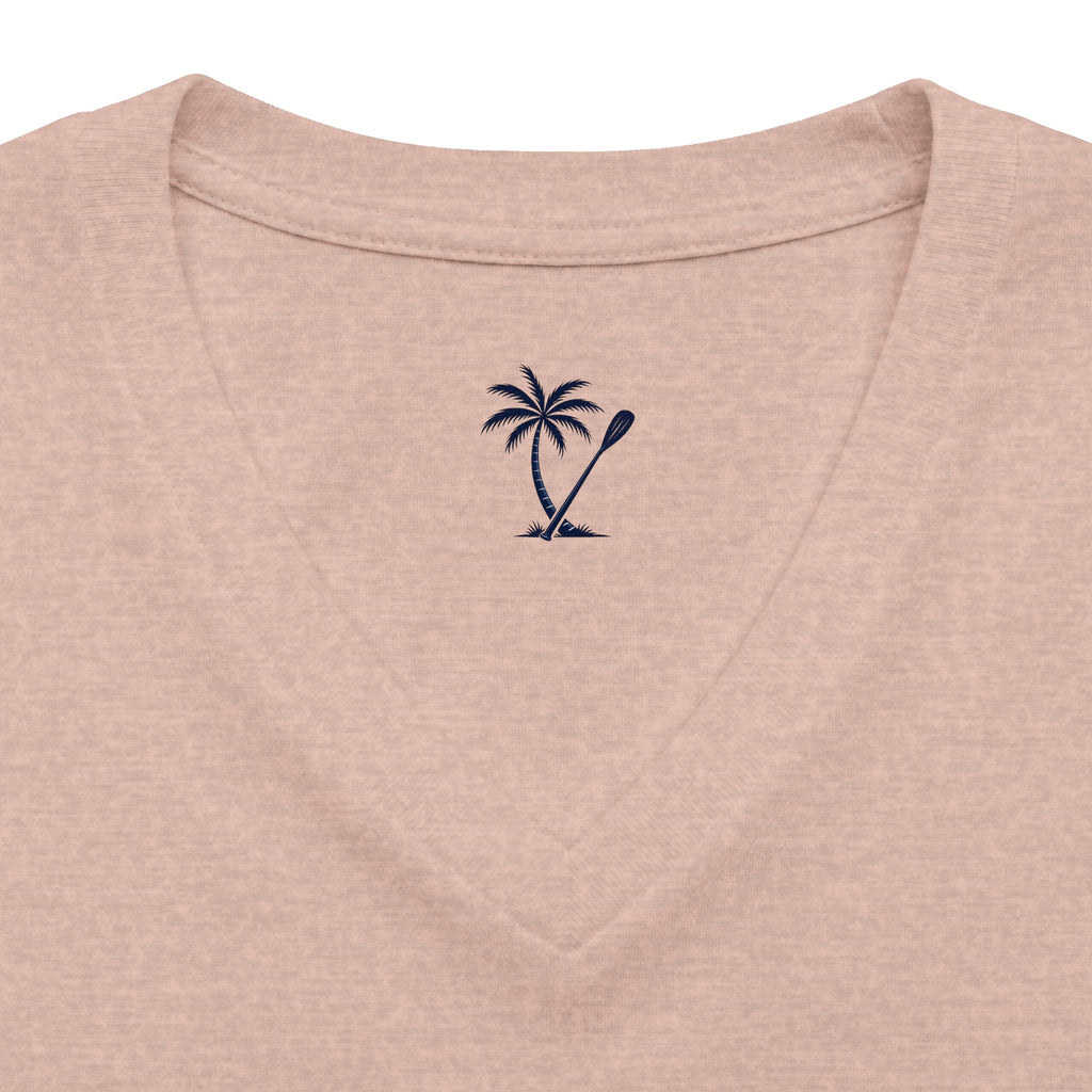 Women's V-Neck Tee — Marco Island Palm & Paddle Graphic