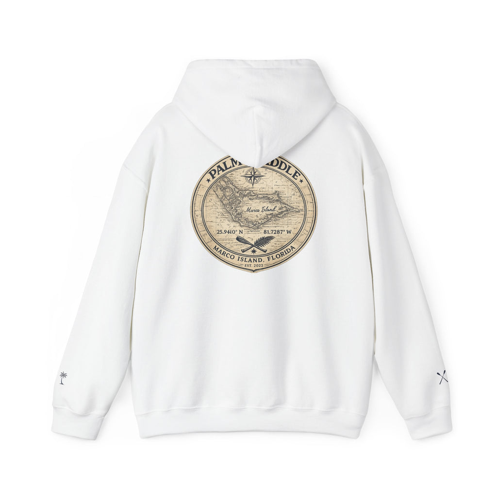Hoodie — Vintage Palm Paddle Marco Island Map Logo