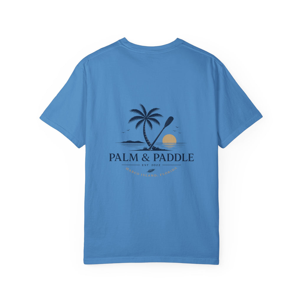 Palm & Paddle logo T-Shirt | Palm tree paddleboard beach design