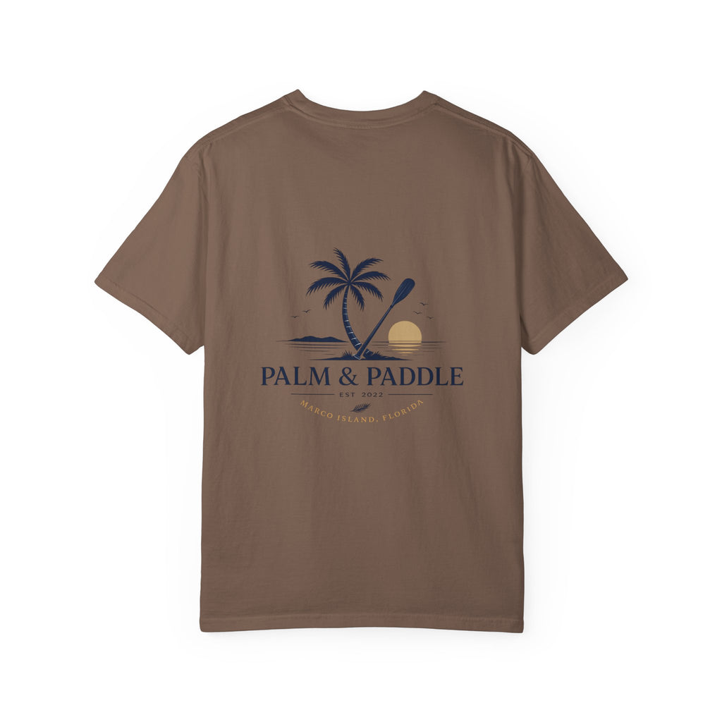 Palm & Paddle logo T-Shirt | Palm tree paddleboard beach design