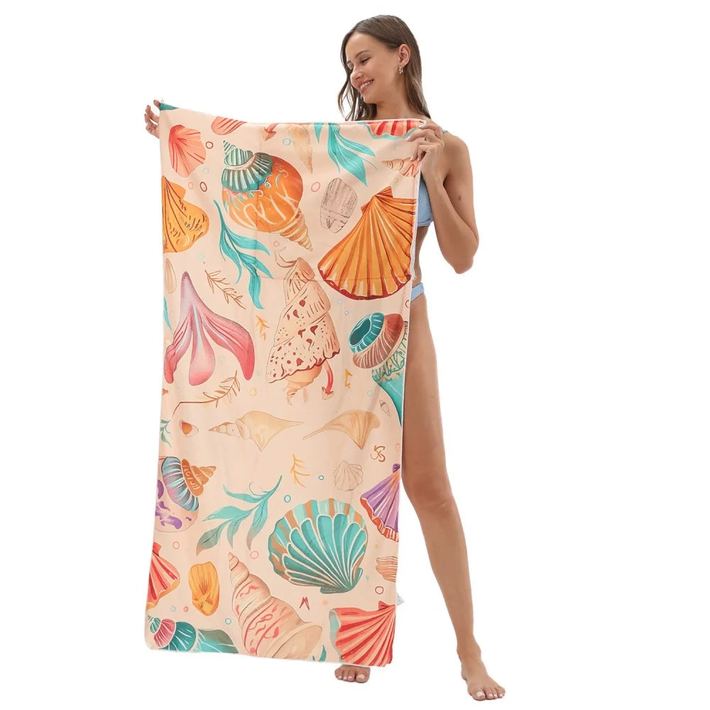 Beach Towel, Lightweight, Quick-Drying, Super Absorbent Soft Beach Towel, Foldable Backpack Style